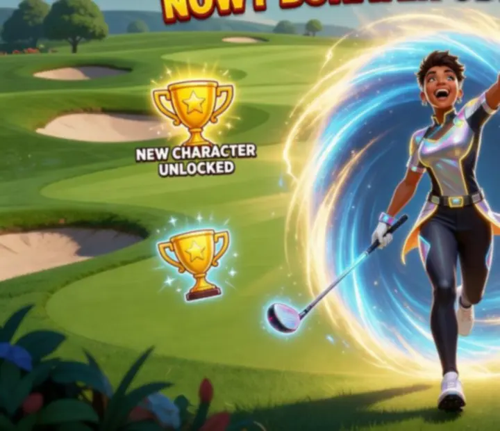 Ekran odblokowywania nowych postaci i skórek w Super Battle Golf
