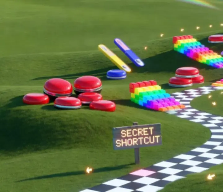 Ukryty skrót na arenie Super Battle Golf prowadzący nad przeszkodami